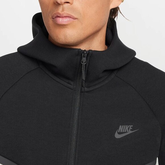 Nike Tech Fleece Windrunner Hoodie Black Dark Grey Heather HV0949-011 Men's XL - Picture 3 of 13